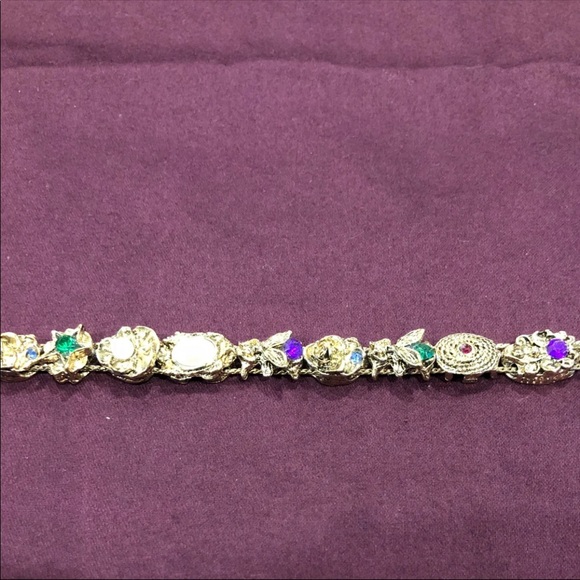 Vtg Slide Bracelet, Rhinestone Gold Plated Slide - Picture 8 of 15